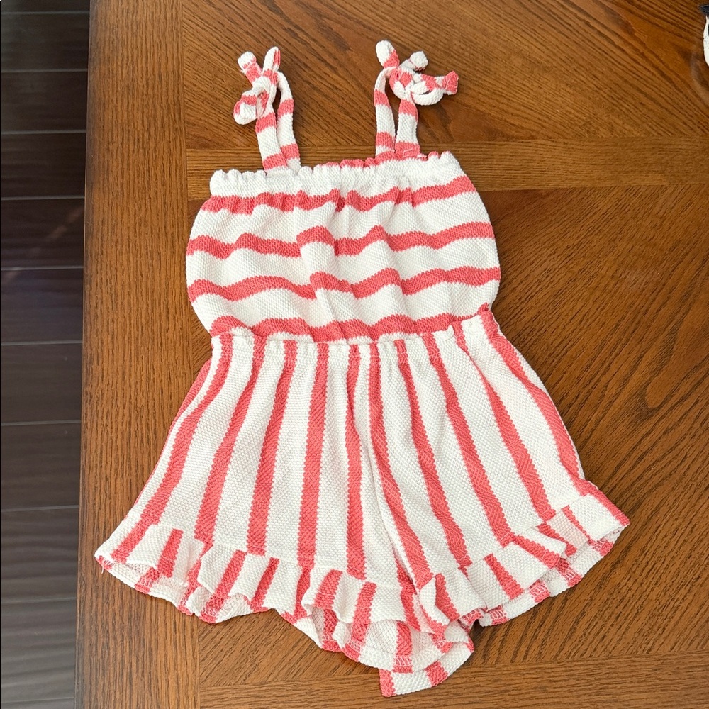 Vince Camuto Pink and White Knit Romper